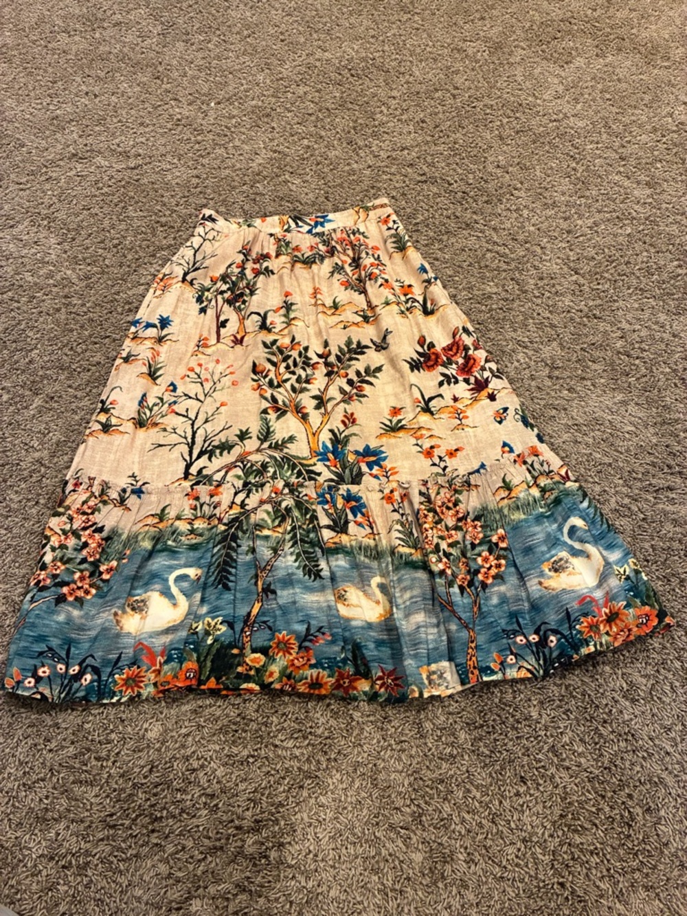 Vineet Bahl Anthropologie Swan Lake Midi Skirt Floral Nature Pockets Unique 425 - Picture 4 of 16